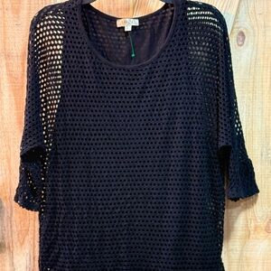 Lavish Black Fish Net Short Sleeve Top /Built in tank top